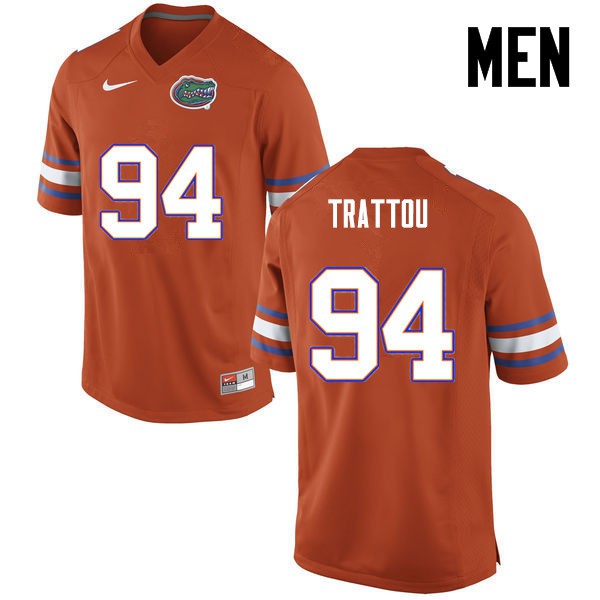 Florida Gators Men #94 Justin Trattou College Football Jersey Orange